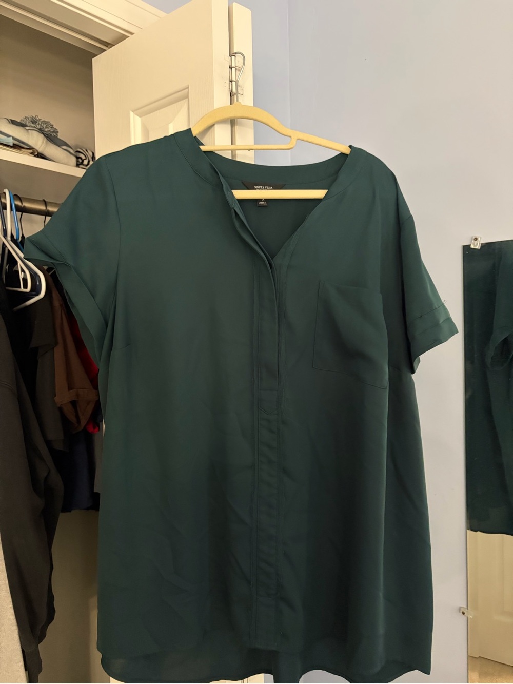 Simply Vera Vera Wang Dark Teal Button-Down Blouse